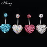 Crystal Disco Ball Double Side Belly Rings Surgical Steel Navel Piercing