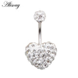 Crystal Disco Ball Double Side Belly Rings Surgical Steel Navel Piercing