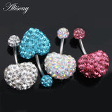 Crystal Disco Ball Double Side Belly Rings Surgical Steel Navel Piercing