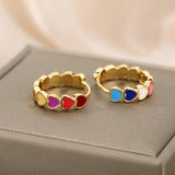 Geometric Hoop Earrings Stainless Steel Enamel Multicolor