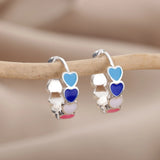 Geometric Hoop Earrings Stainless Steel Enamel Multicolor
