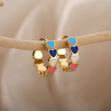 Geometric Hoop Earrings Stainless Steel Enamel Multicolor