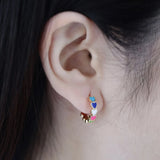 Geometric Hoop Earrings Stainless Steel Enamel Multicolor