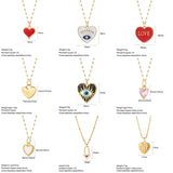 Heart Evil Eye Necklace for Women Stainless Steel Chain