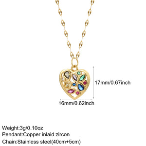 Heart Evil Eye Necklace for Women Stainless Steel Chain