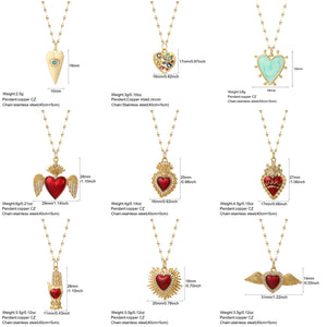 Heart Evil Eye Necklace for Women Stainless Steel Chain