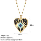 Heart Evil Eye Necklace for Women Stainless Steel Chain