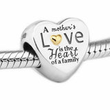 Heart Family Silver 925 Golden Love Heart Beads for Charms Bracelets