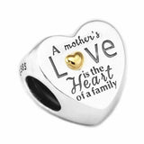 Heart Family Silver 925 Golden Love Heart Beads for Charms Bracelets