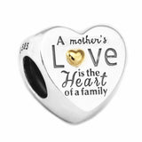 Heart Family Silver 925 Golden Love Heart Beads for Charms Bracelets