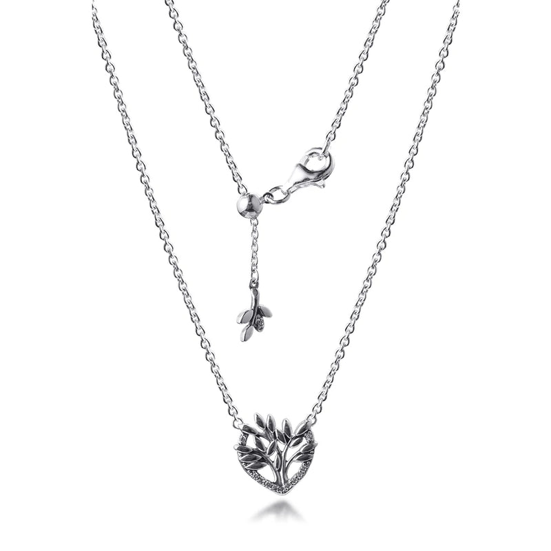 Heart Family Tree Necklace 925 Sterling Silver for Women
