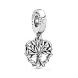 Heart Family Tree Dangle Charm 925 Silver Unicorn Fits Bracelets