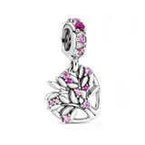 Heart Family Tree Dangle Charm 925 Silver Unicorn Fits Bracelets