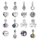 Heart Family Tree Dangle Charm 925 Silver Unicorn Fits Bracelets