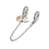 Heart Family Tree Safety Chain Charm 925 Sterling Silver Bead Fit Pan Bracelet