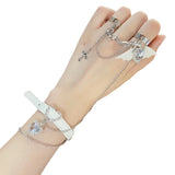 Y2k Heart Finger Ring Hand Chain Bracelets