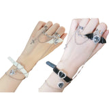 Y2k Heart Finger Ring Hand Chain Bracelets