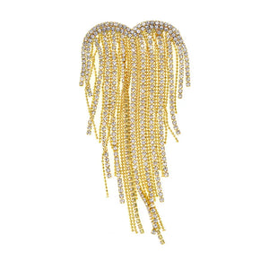 Heart Tassel Brooches for Women Rhinestone Wedding Party Office Pins