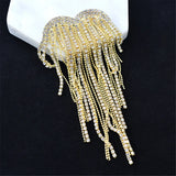 Heart Tassel Brooches for Women Rhinestone Wedding Party Office Pins