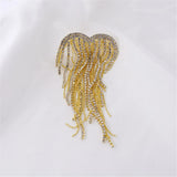 Heart Tassel Brooches for Women Rhinestone Wedding Party Office Pins