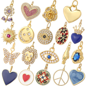 Heart Flower Evil Eye Charms for Jewelry Making Supplies DIY Keychain Necklace