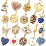 Heart Flower Evil Eye Charms for Jewelry Making Supplies DIY Keychain Necklace