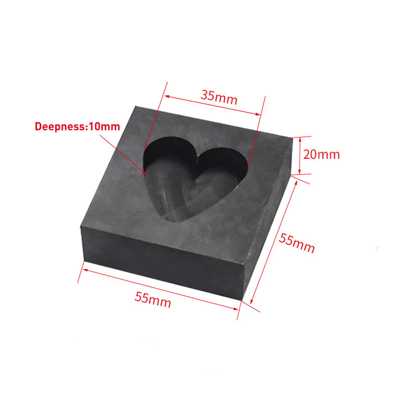 Heart Graphite Ingot Mold Silver Melting Crucible Jewelry Casting Tools