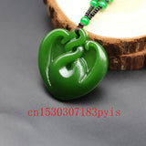 Green Jade Pendant Necklace Chinese Hand-Carved Natural Charm Jadeite Jewelry