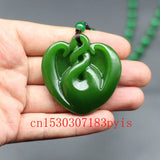 Green Jade Pendant Necklace Chinese Hand-Carved Natural Charm Jadeite Jewelry