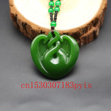 Green Jade Pendant Necklace Chinese Hand-Carved Natural Charm Jadeite Jewelry