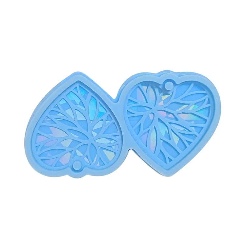 Heart Holographic Resin Mold Earring Silicone Mold Keychain Pendant