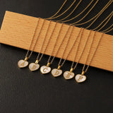 Heart Initial Necklace for Women Plated Shell Pendant Chain Necklaces