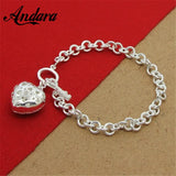 Heart Key Charm Bracelet Silver 925 Jewelry Women Bijoux Gift High
