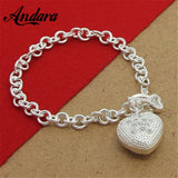 Heart Key Charm Bracelet Silver 925 Jewelry Women Bijoux Gift High