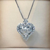 Heart Lab Diamond Pendant 925 Sterling Silver Pendants Chain Necklace For Women