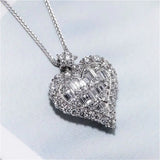 Heart Lab Diamond Pendant 925 Sterling Silver Pendants Chain Necklace For Women