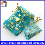Heart Lake Bronzing Organza Jewelry Packaging Gift Bags 7x9cm 100pcs/lot