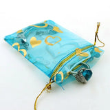 Heart Lake Bronzing Organza Jewelry Packaging Gift Bags 7x9cm 100pcs/lot