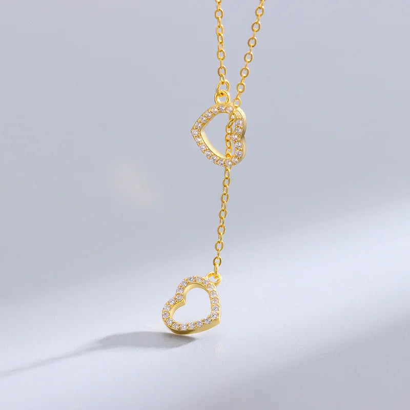 Heart Layer Necklace Pendant Silver 925 Jewelry K Accessories