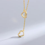 Heart Layer Necklace Pendant Silver 925 Jewelry K Accessories
