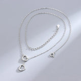 Heart Layer Necklace Pendant Silver 925 Jewelry K Accessories