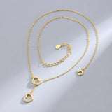 Heart Layer Necklace Pendant Silver 925 Jewelry K Accessories