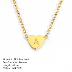 Heart Initial Necklace Woman's Pendant Name Necklace Choker Jewelry
