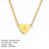 Heart Initial Necklace Woman's Pendant Name Necklace Choker Jewelry