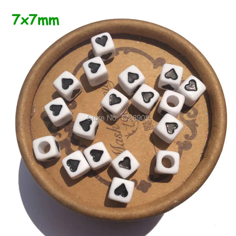 Square Acrylic Spacer Cube Heart Beads 50pcs DIY Necklace Jewelry Bulk