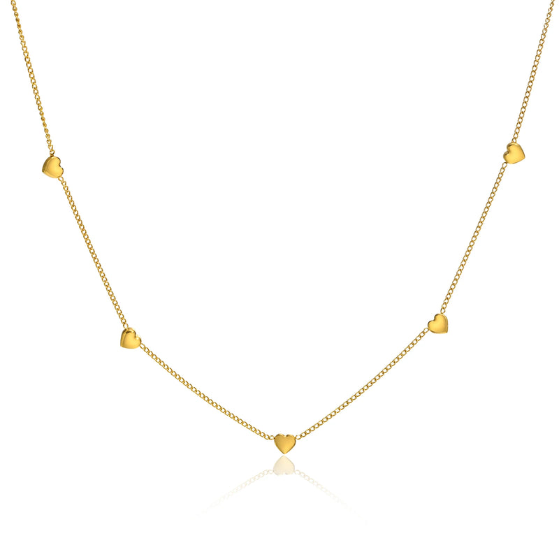 Heart Link Choker Chain Necklace for Women, Stainless Steel Jewelry