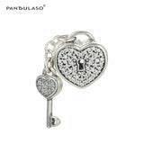 Heart Lock & Key Charm 925 Silver Beads for Bracelets DIY