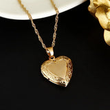 Heart Locket Pendant Necklace 24K Romantic Women Valentines Jewelry