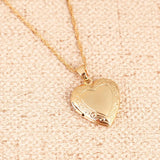 Heart Locket Pendant Necklace 24K Romantic Women Valentines Jewelry