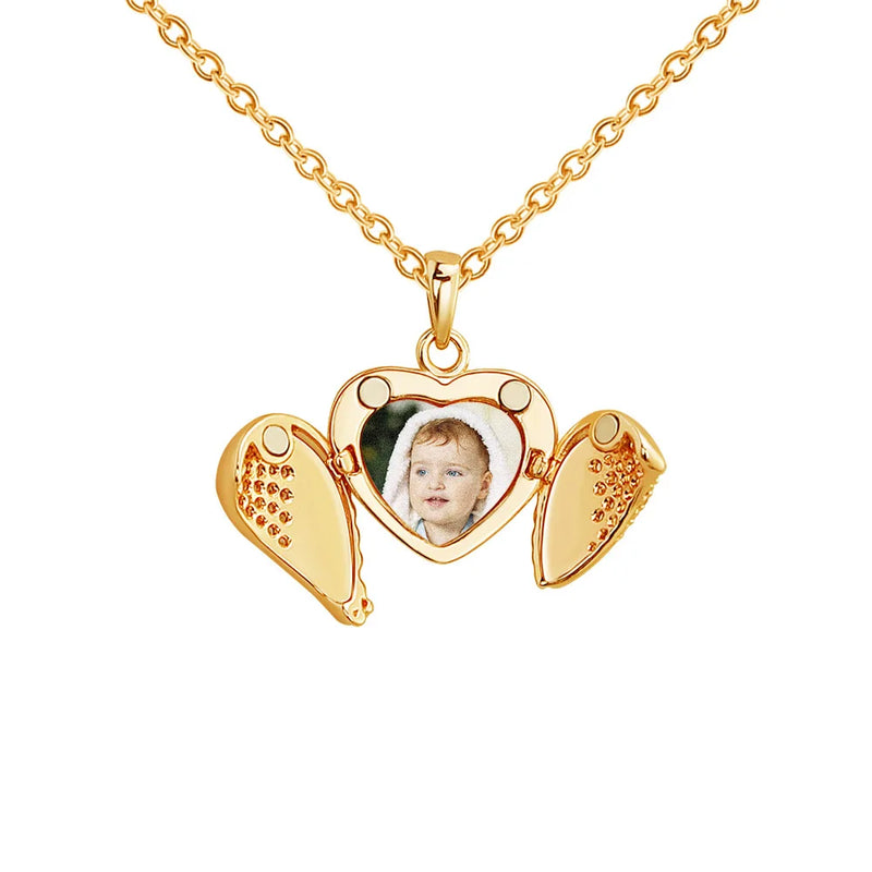 Custom Heart Locket Pendant Necklace with Engraved Message